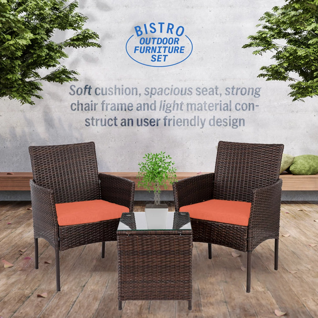 3 Piece Outdoor Furniture Set Orange I8472