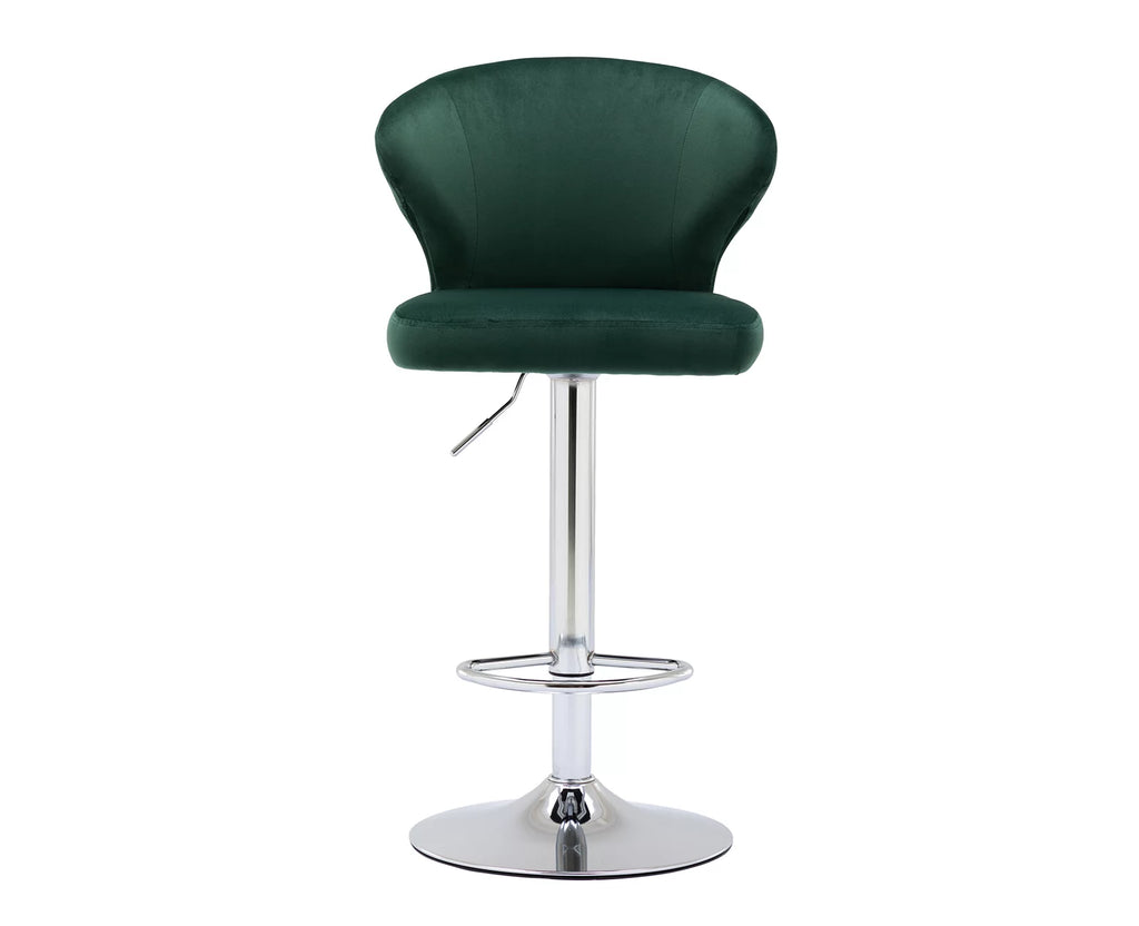 Green Velvet Adjustable Swivel Bar Stools Set of 2 U2207