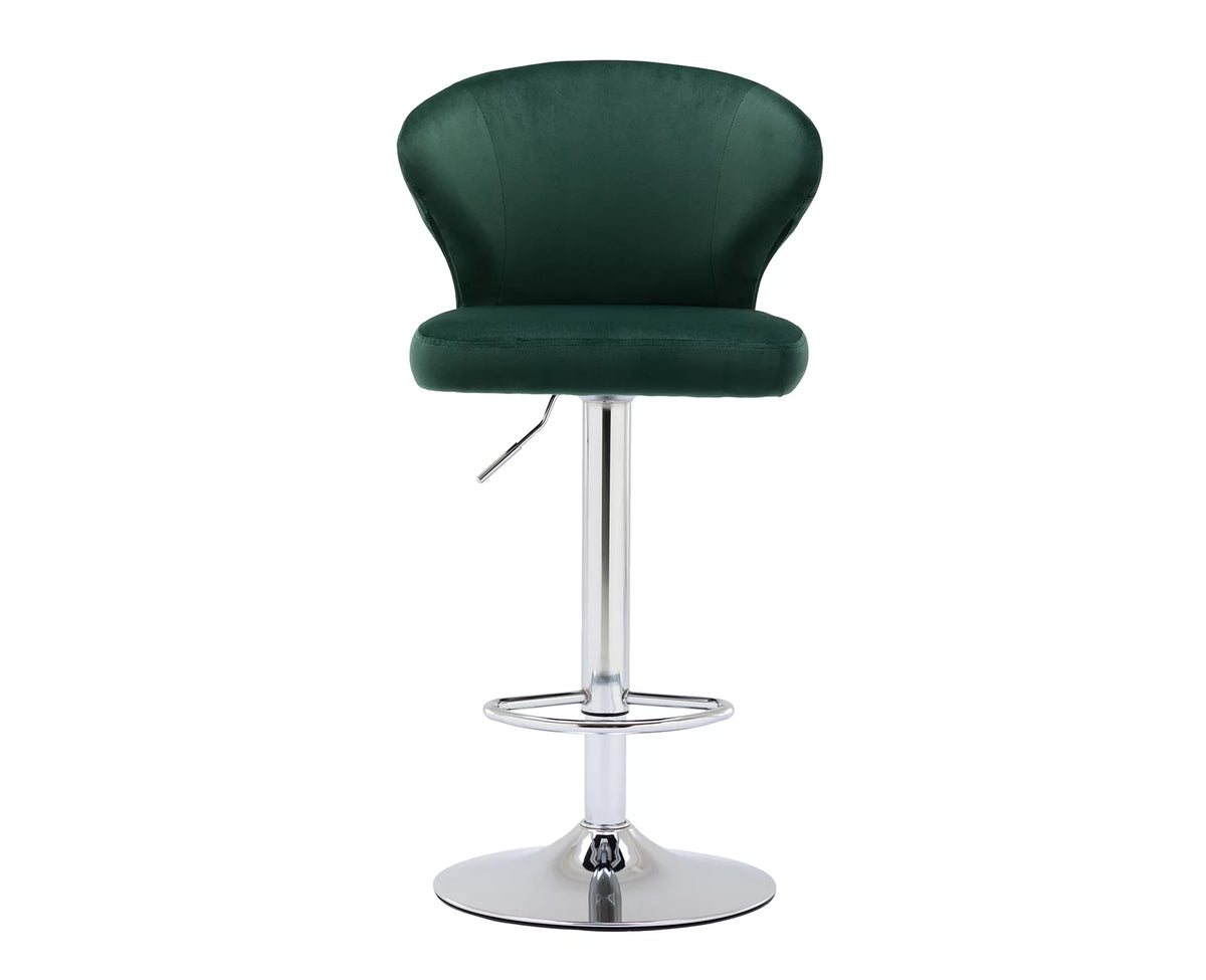 Green Velvet Adjustable Swivel Bar Stools Set of 2 U2207