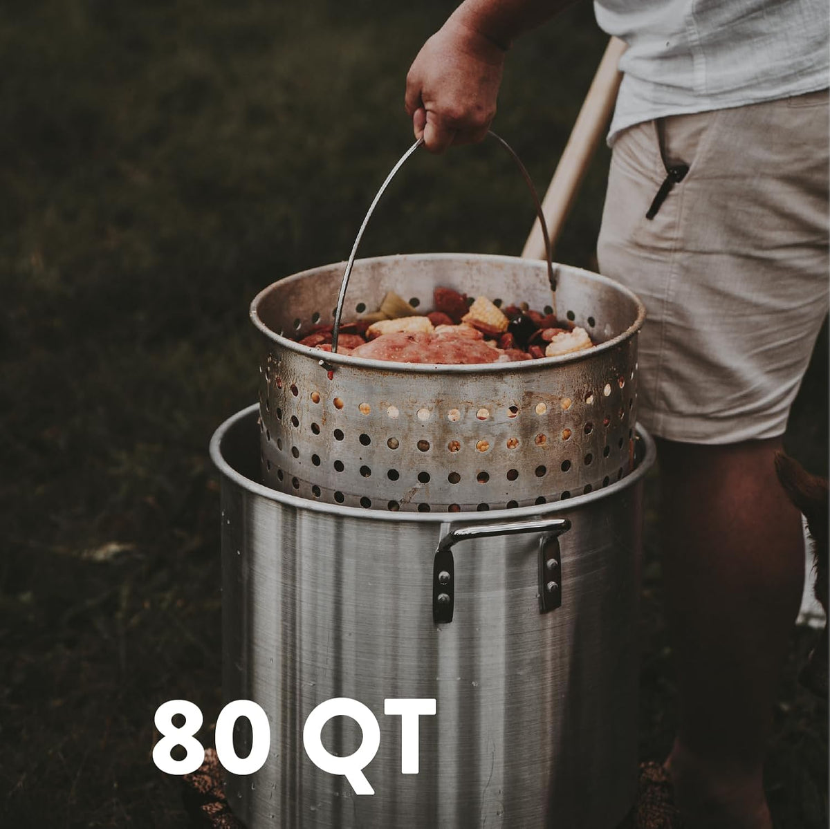 80Qt Seafood Boil Pot with Propane Burner and Basket I16144