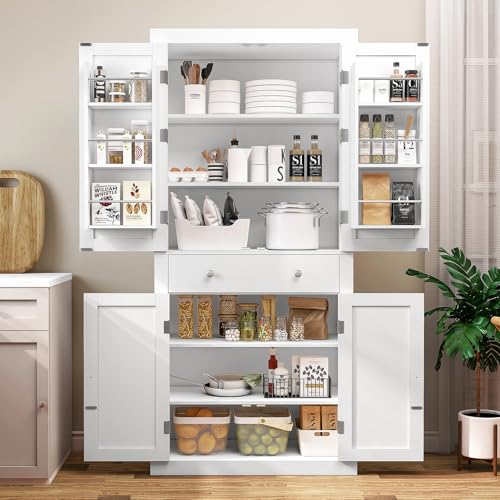 White 6 Door 1 Drawer Pantry Cabinet S7332