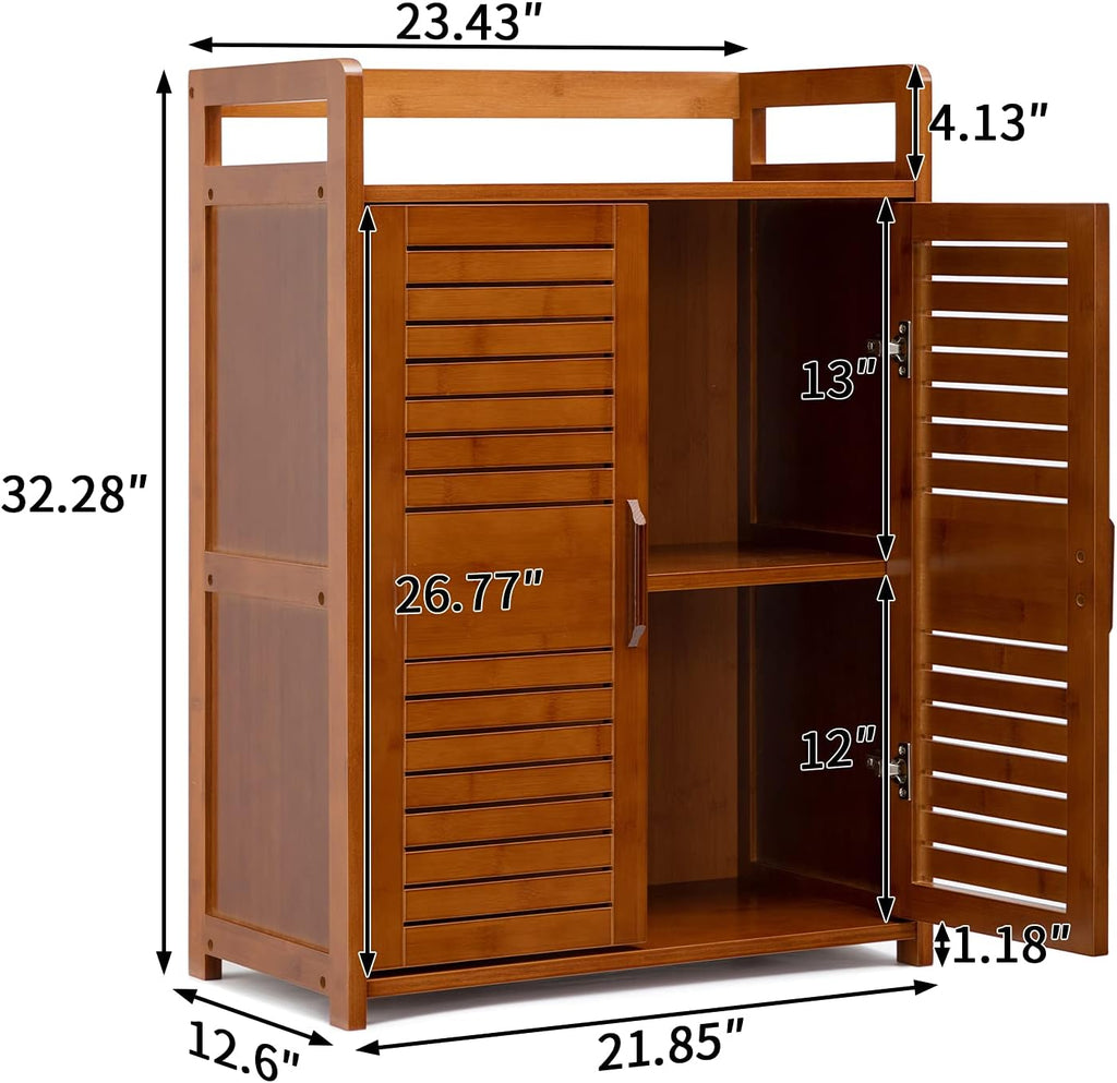 Bamboo 2 Door Storage Cabinet, Antique Brown O99089