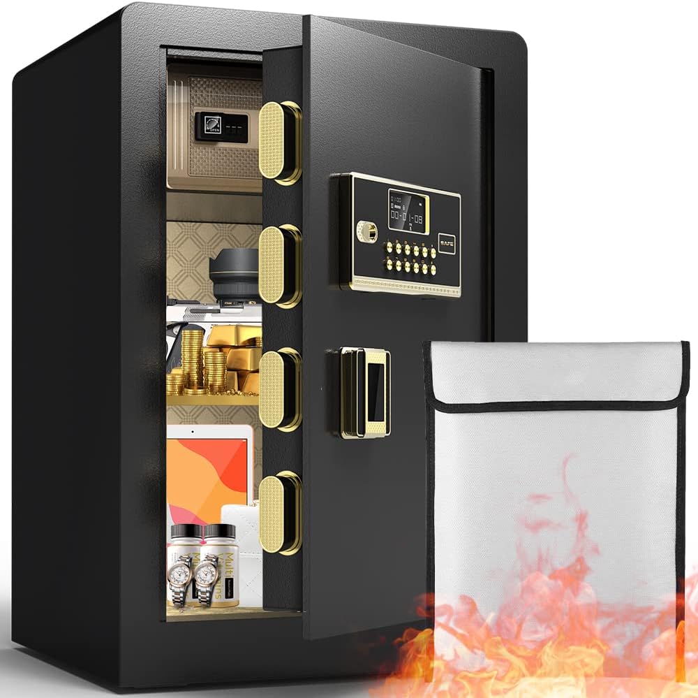 Fireproof Biometric Safe Box with LCD Digital Keypad O8035