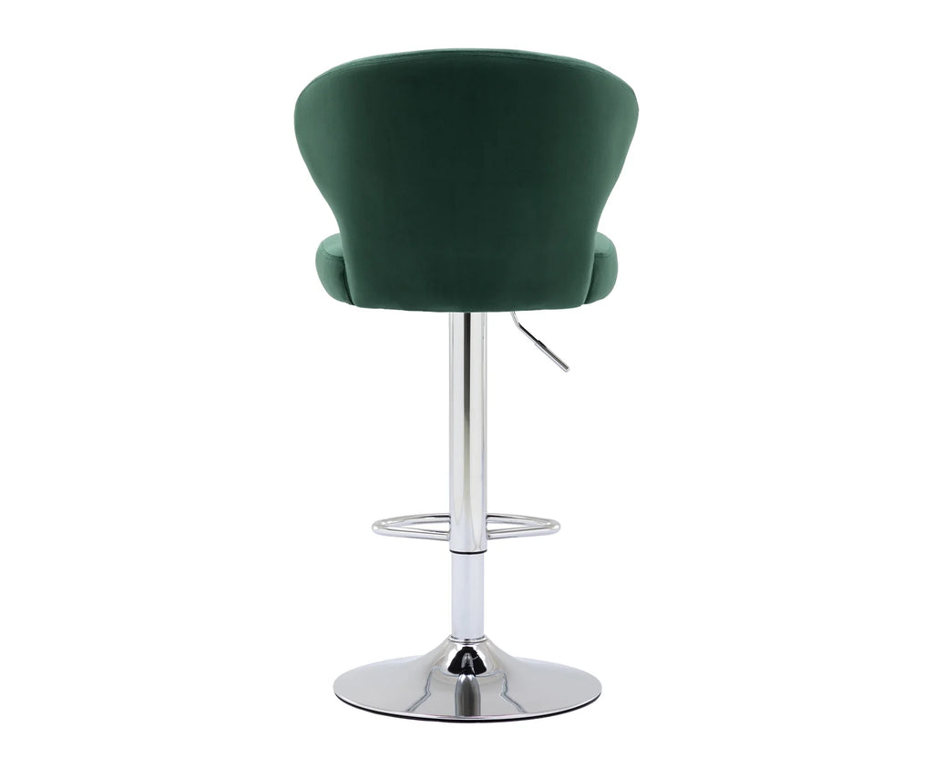 Green Velvet Adjustable Swivel Bar Stools Set of 2 U2207
