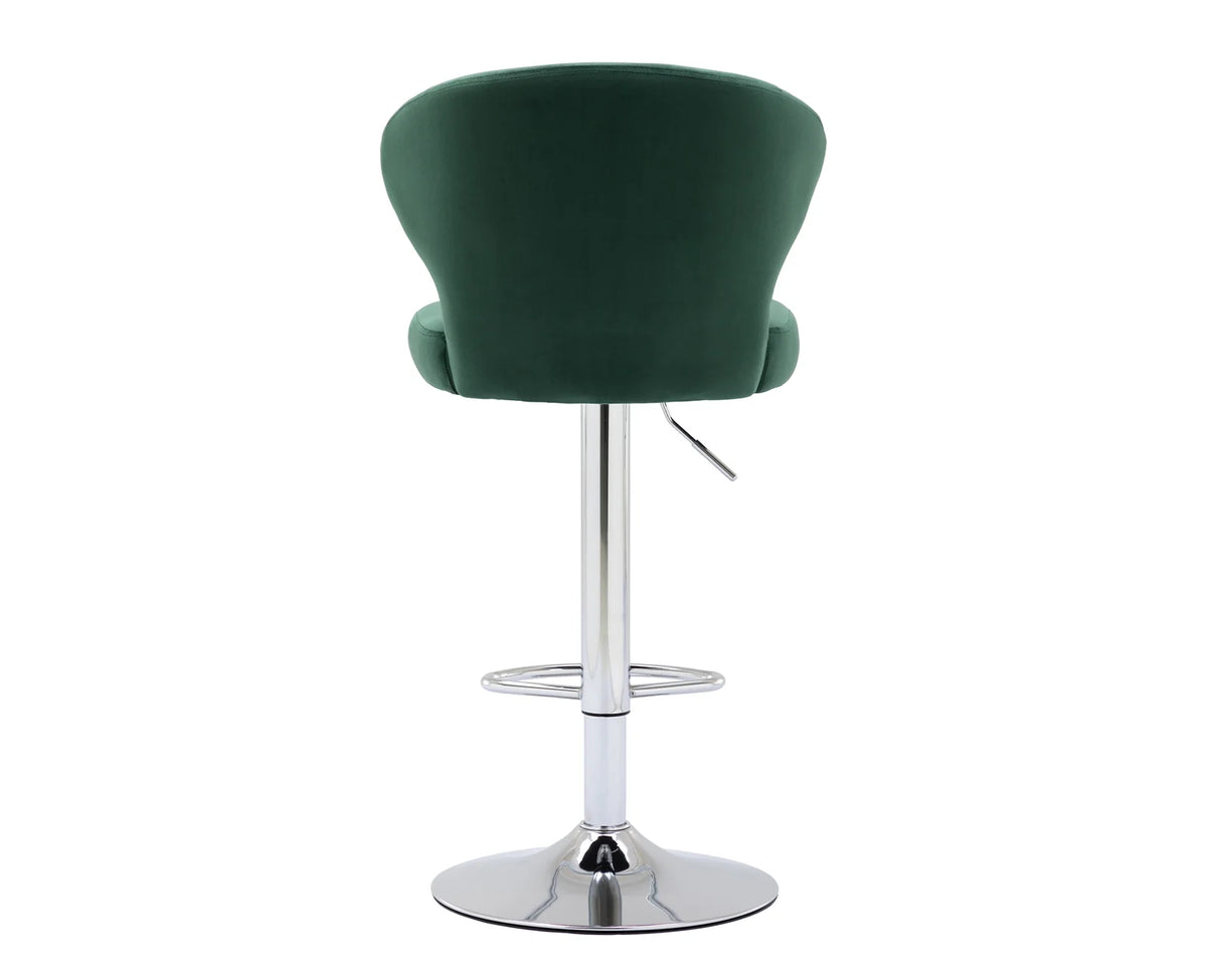 Green Velvet Adjustable Swivel Bar Stools Set of 2 U2207