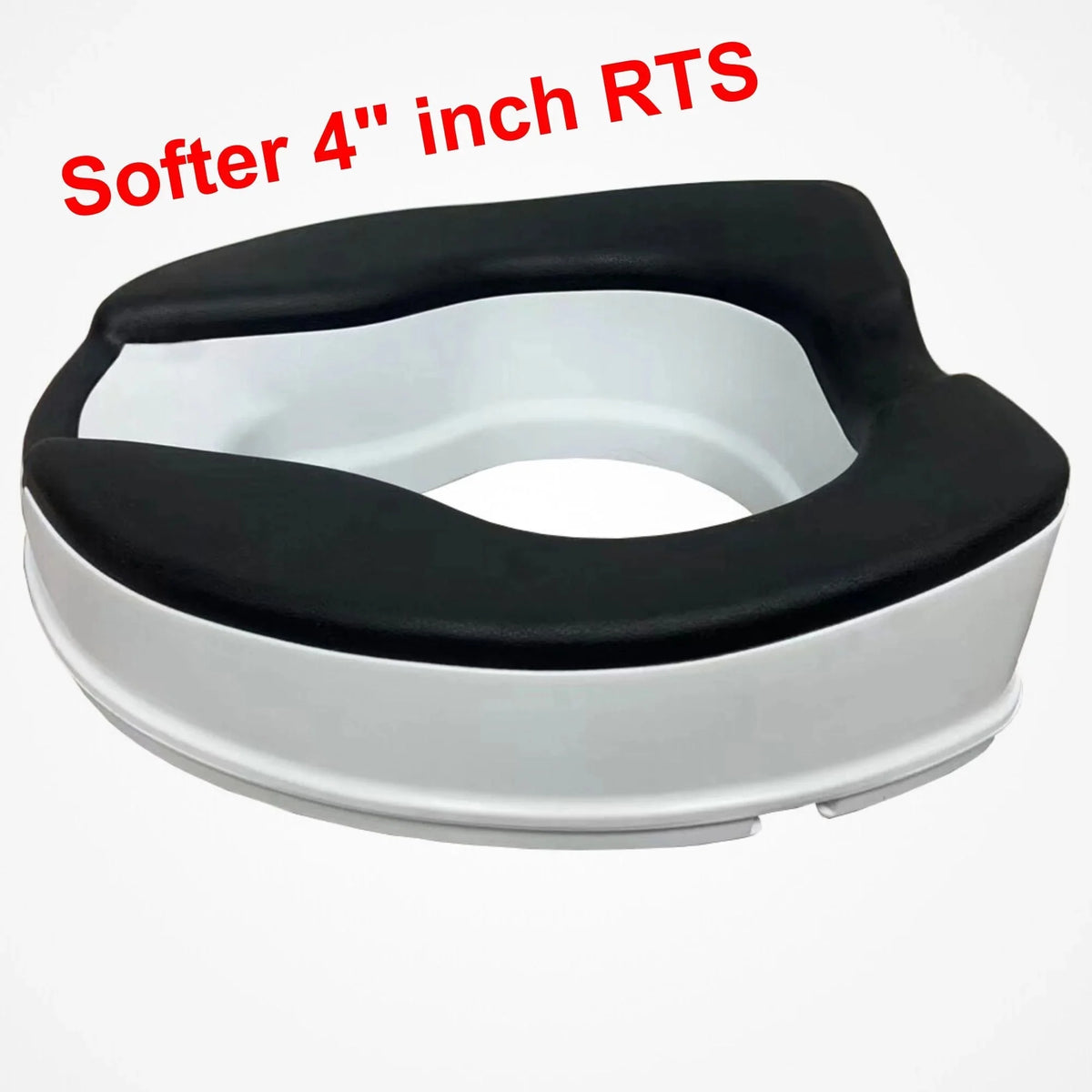 4-inch Raised Toilet Seat, Black Padded, Adjustable White Y204883