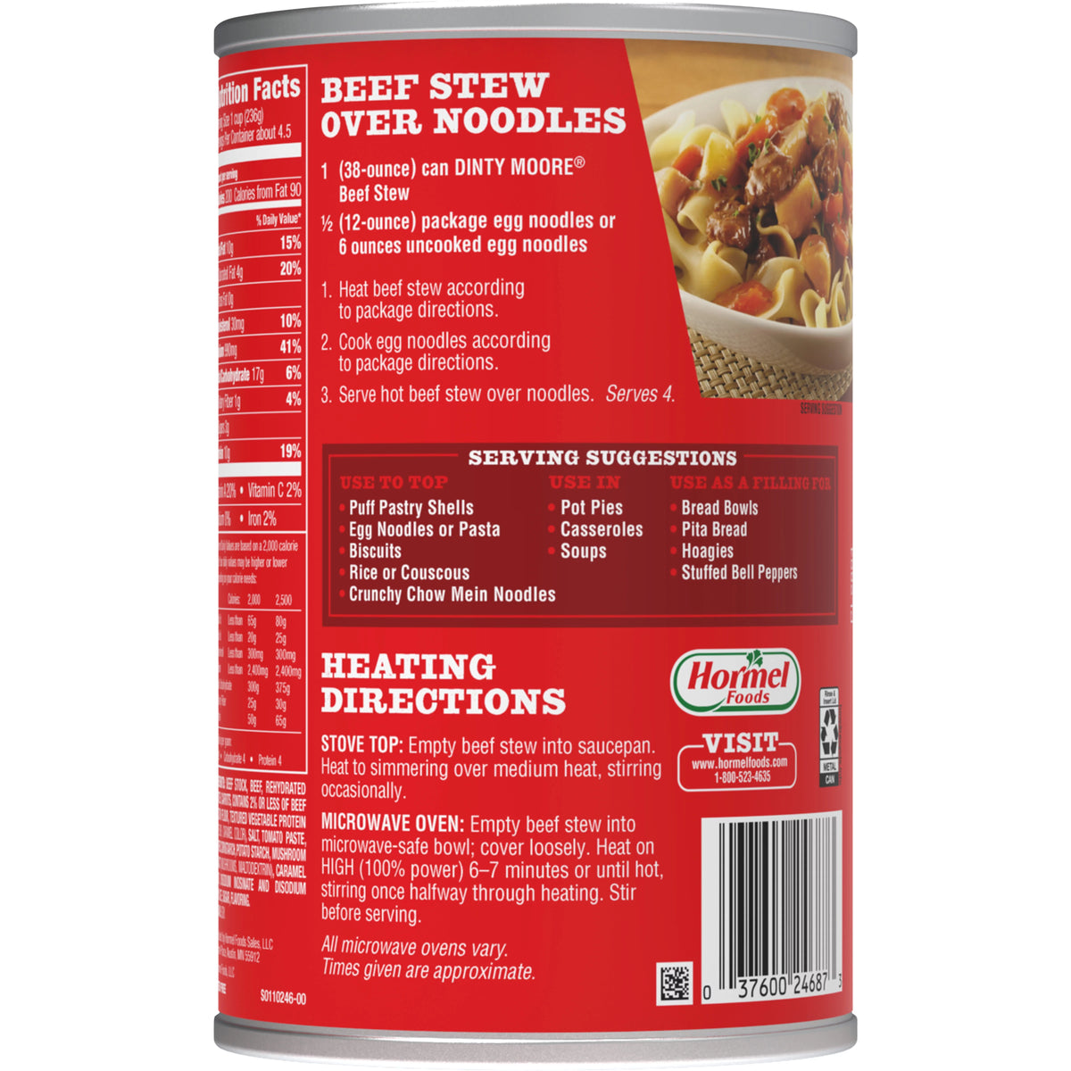 (6 pack) Beef Stew, Shelf-Stable, Steel Can 38 oz B309050