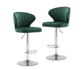 Green Velvet Adjustable Swivel Bar Stools Set of 2 U2207