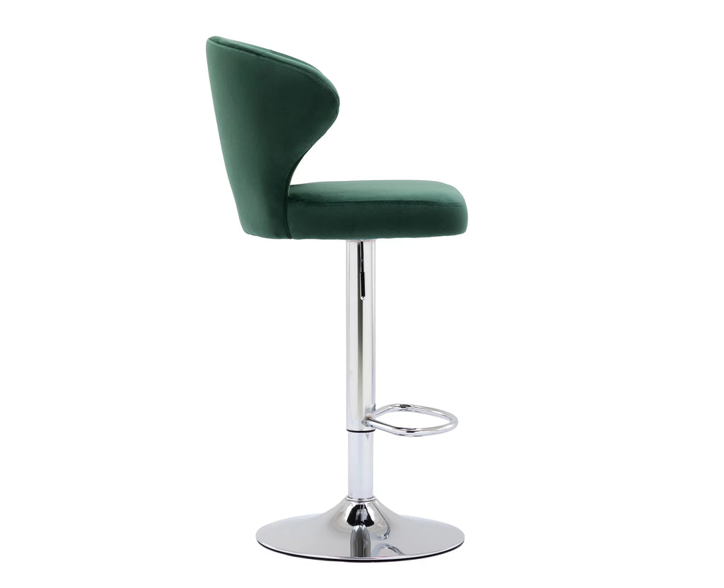 Green Velvet Adjustable Swivel Bar Stools Set of 2 U2207