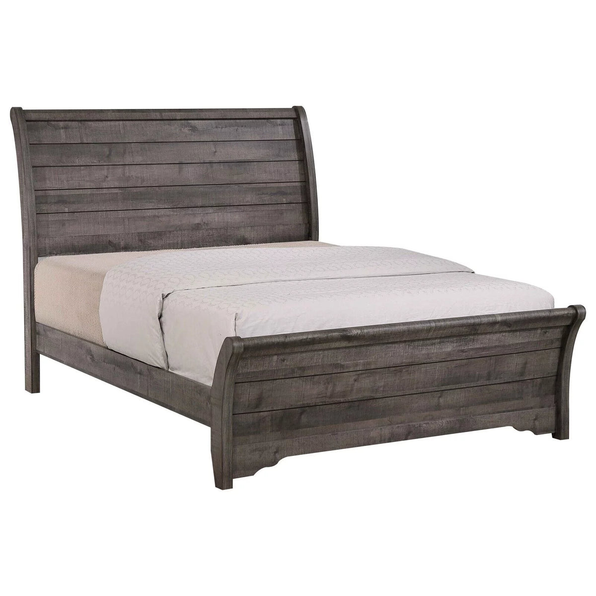 6pc Queen Size Bed Dresser Mirror Chest Nightstand Set Wooden Furniture Gray X448596