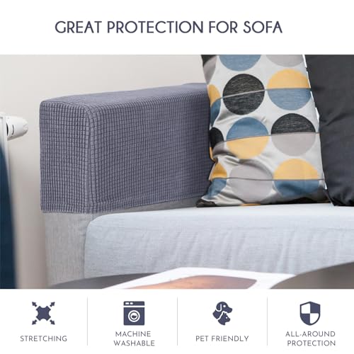 Beige Stretch Sofa Armrest Slipcover 2pcs B417684