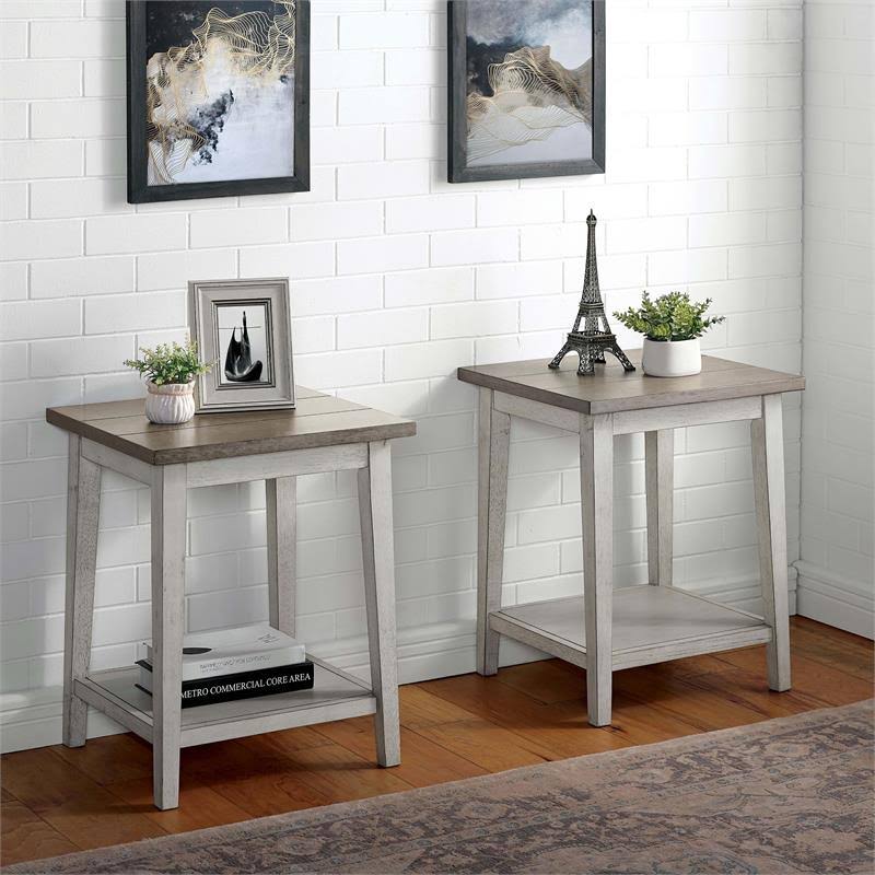 Gray Wood 1-Shelf Side Table (Set of 2) H407