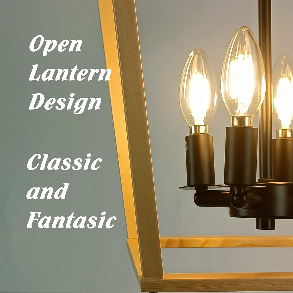 Wooden Lantern Pendant Lighting Ceiling Light Fixture F37958
