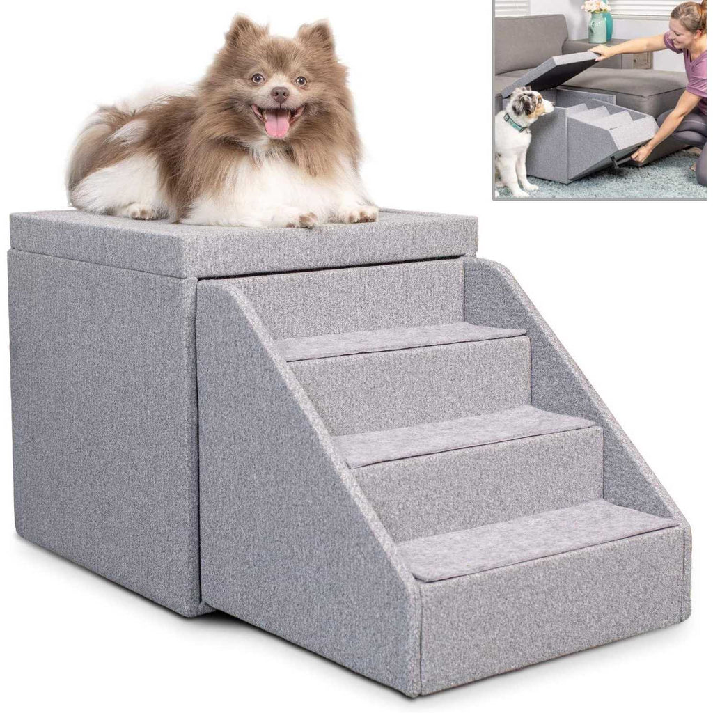 Pet Stairs Foldaway Cat Dog Steps Ottoman Dog Toy Basket Storage Q186
