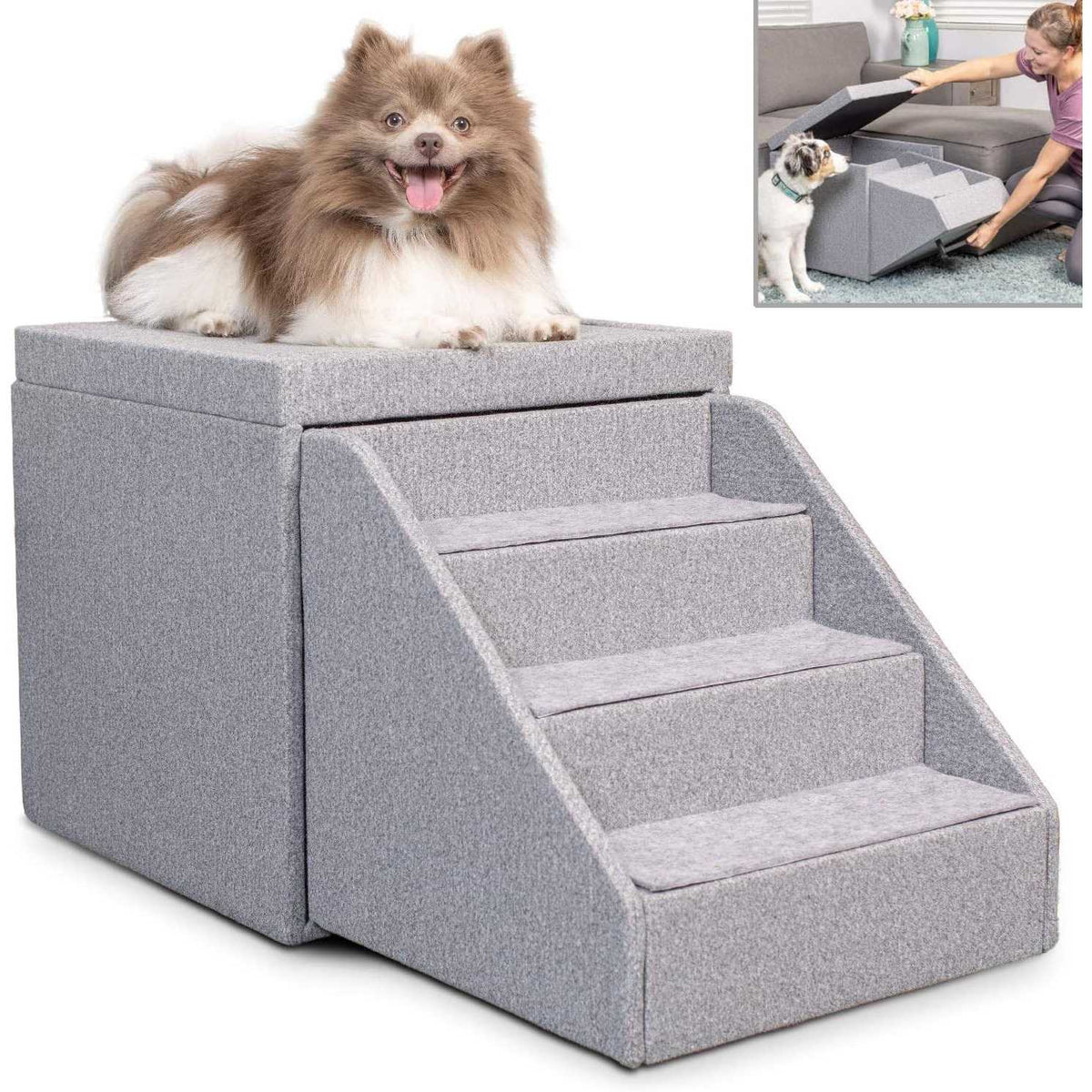 Pet Stairs Foldaway Cat Dog Steps Ottoman Dog Toy Basket Storage Q186