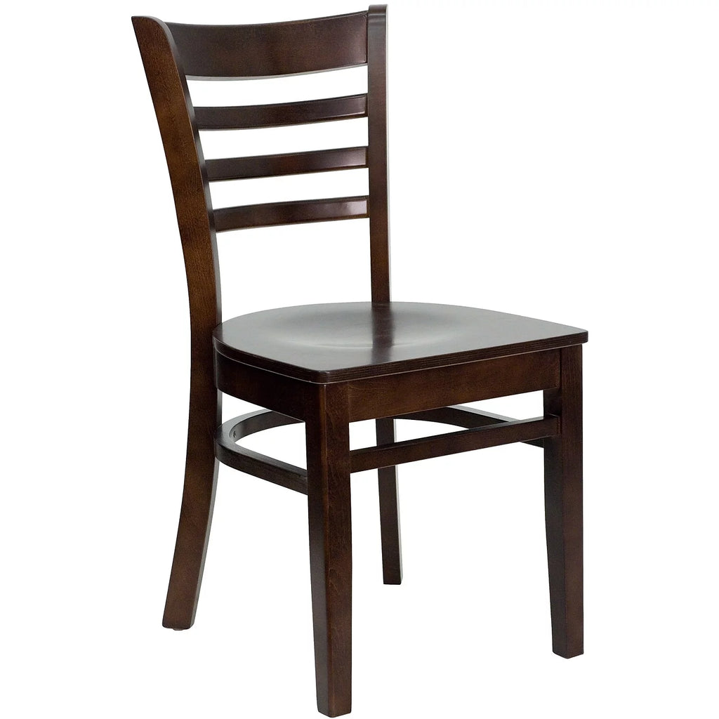 2 Pack Ladder Back Walnut Wood Chair C98974
