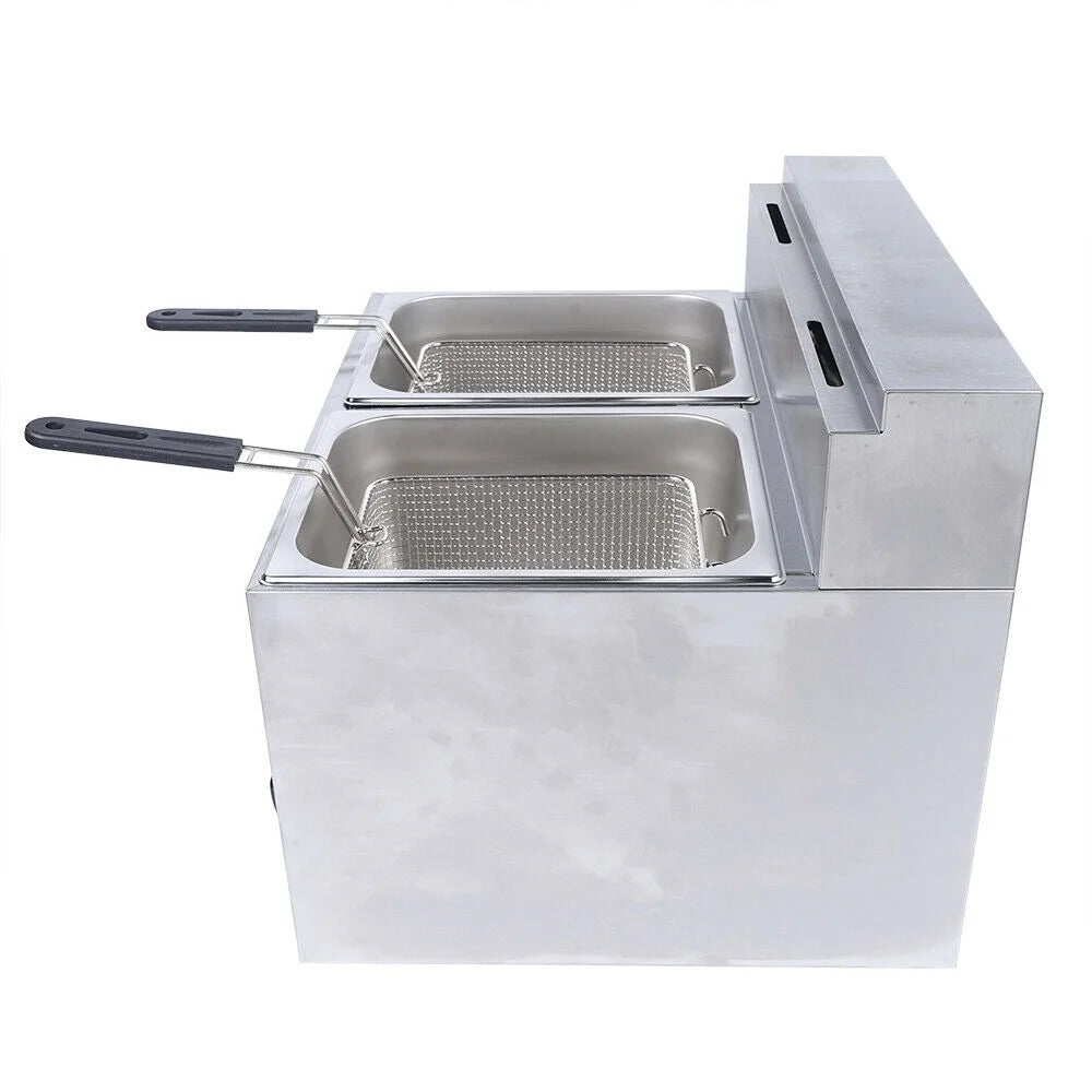 12L Commercial Countertop Gas Fryer, 2 Basket, Propane LPG Deep Fryer J409888