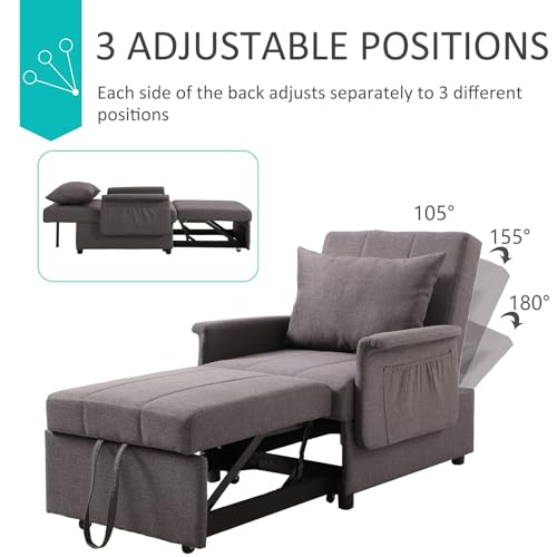 PU Leather Sleeper Chair Bed with Adjustable Backrest and Pillow Q870745