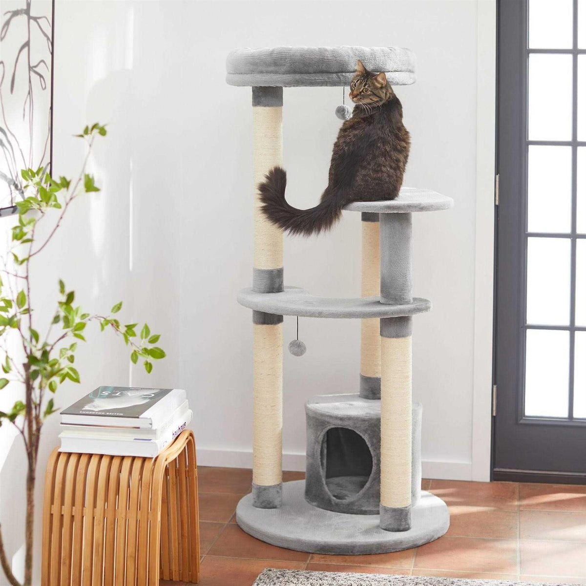 59.5-in Heavy Duty Faux Fur Cat Tree Condo R92259