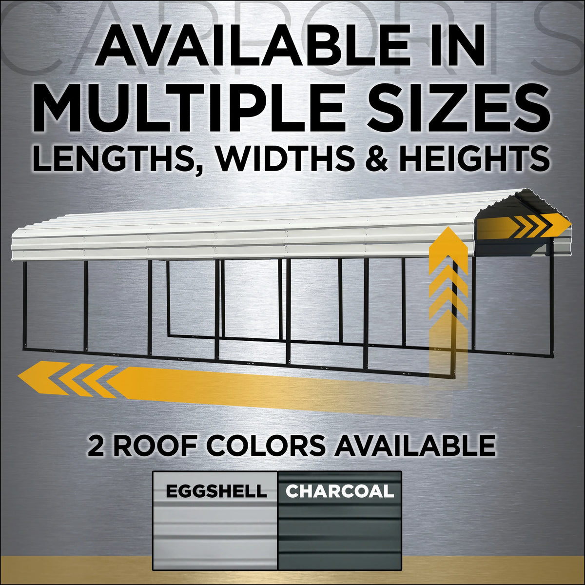 Galvanized Steel Carport Kit, 10' x 20' x 7', Charcoal T112