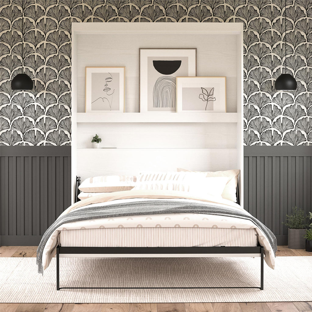 White Full Size Wall Bed I1039