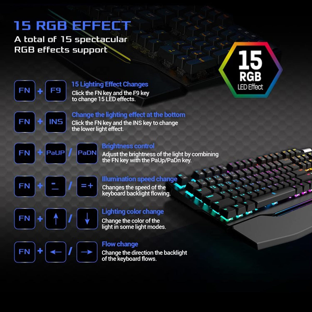 Wired Mechanical Gaming Keyboard with RGB Aluminum Top X9994