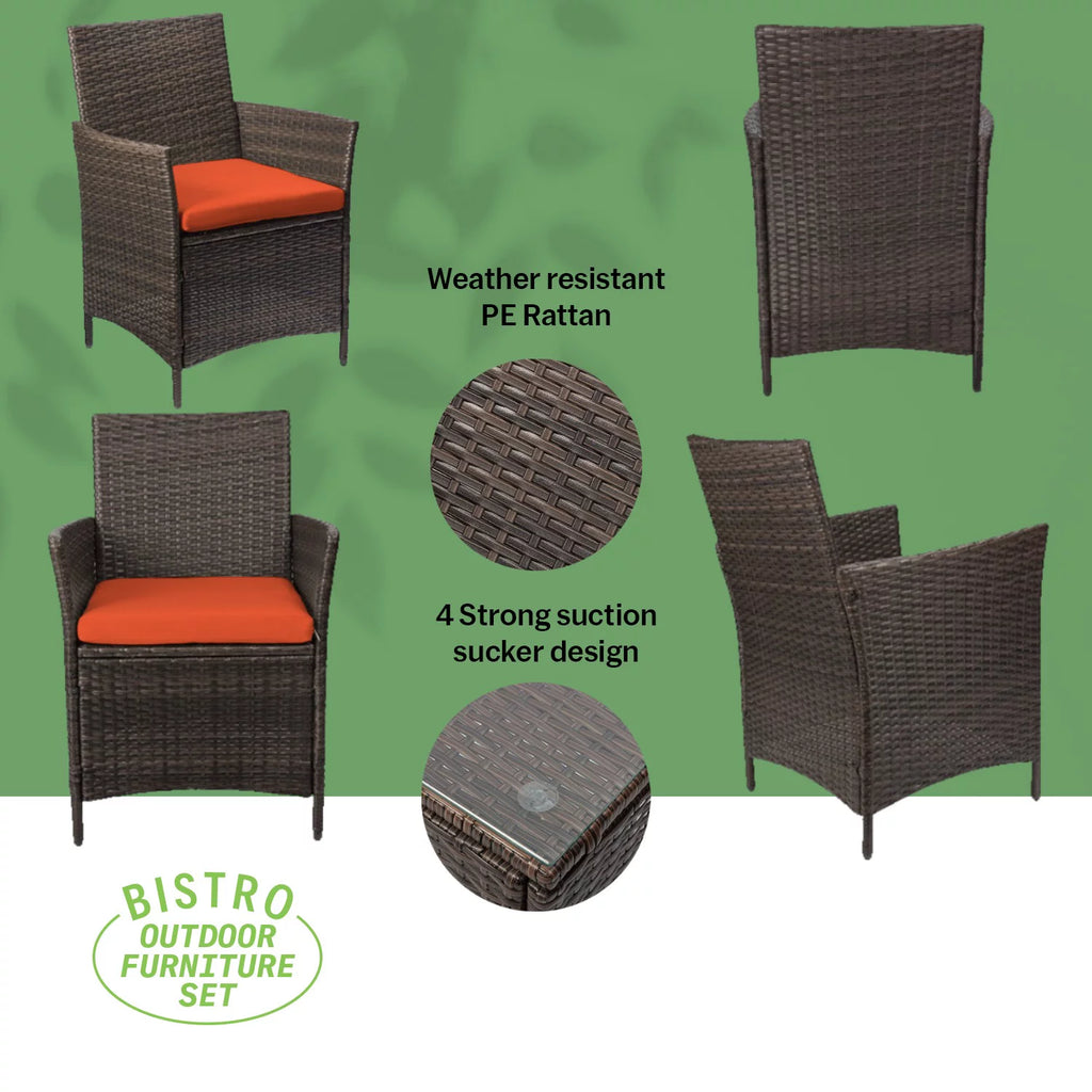 3 Piece Outdoor Furniture Set Orange I8472