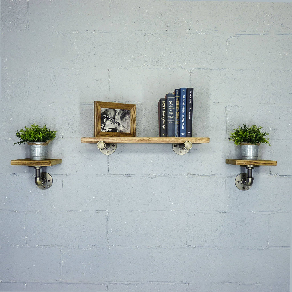 Set of 3 Farmhouse Industrial Wall Shelf U369