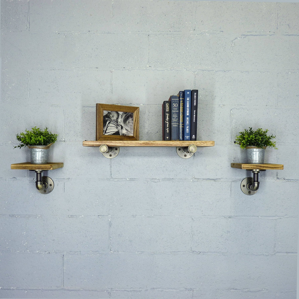 Set of 3 Farmhouse Industrial Wall Shelf U369
