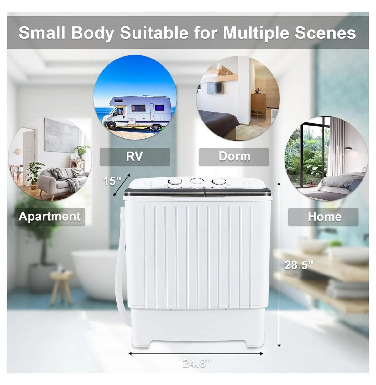 Portable Mini Tub Washer and Dryer Combo 20 lbs Black C212213