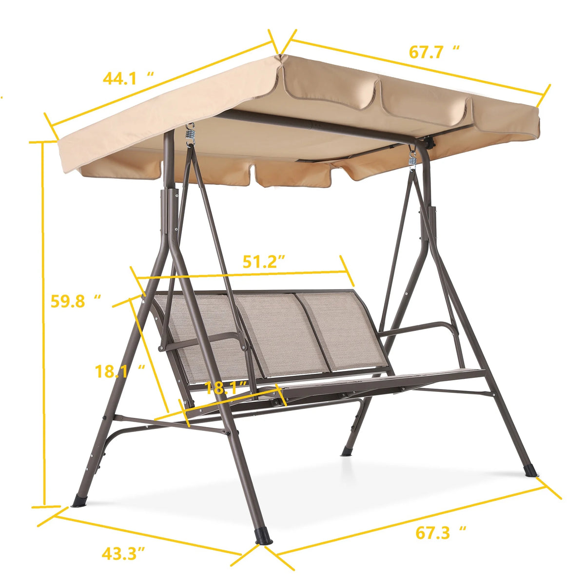 Beige Steel Frame Outdoor Patio Swing C75371