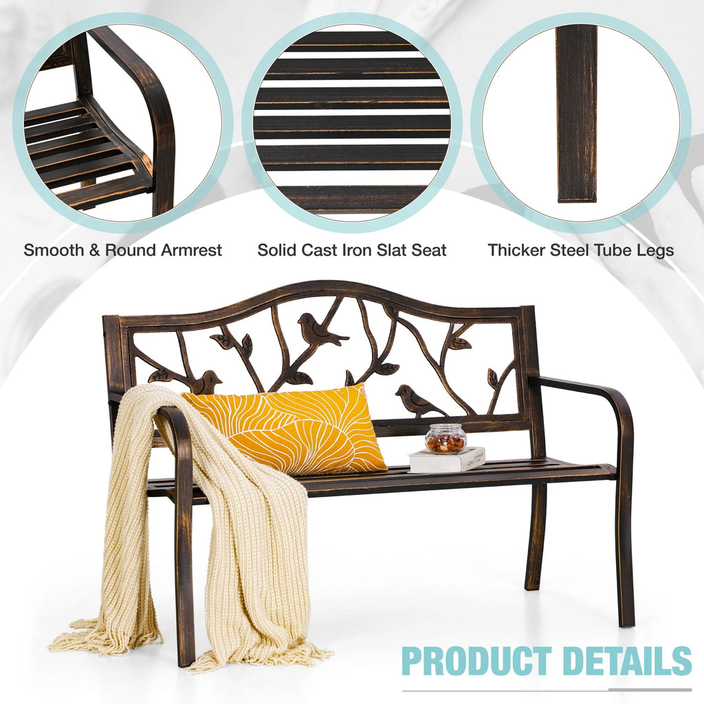 50” Outdoor Metal Patio Garden Bench O994