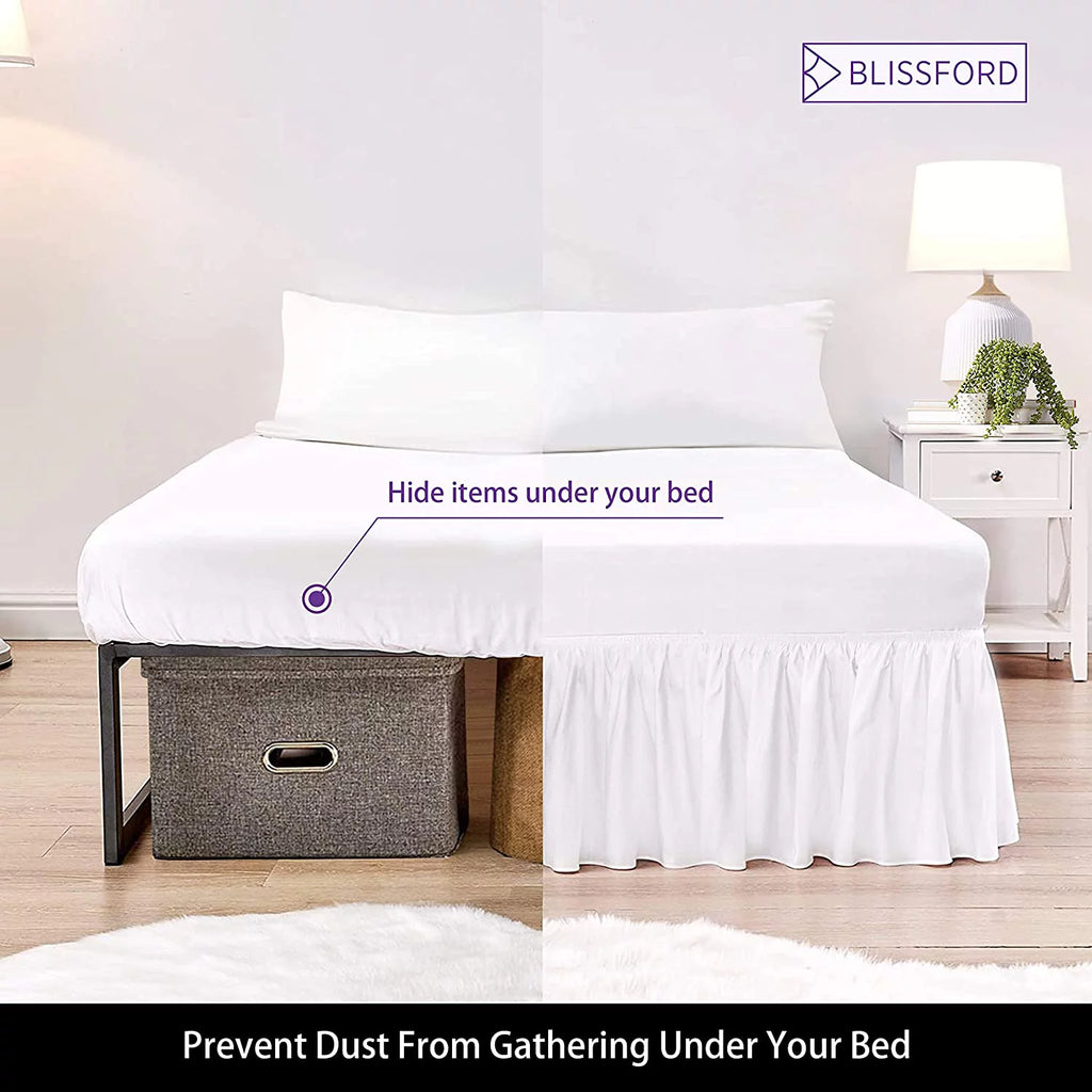 Queen White 21" Drop Ruffled Bed Skirt Q61252