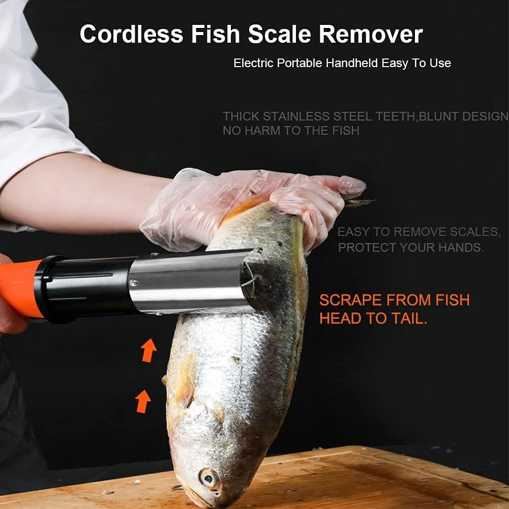 Electric Fish Scaler with Stainless Steel Roller Blade, Cordless Fish Scale Remover Cleaner Skinner Kit, 12V Rechargeable Battery G485449