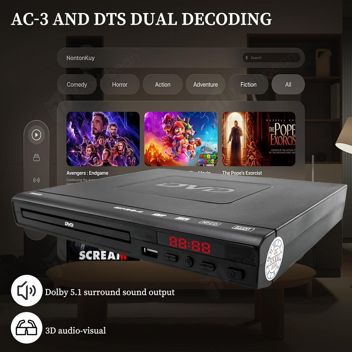 Mini DVD Player with AV Output USB Input Remote Control F37558