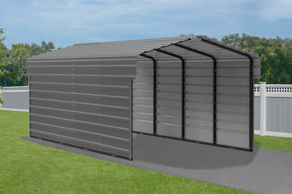 Galvanized Steel Carport Kit, 10' x 20' x 7', Charcoal T112