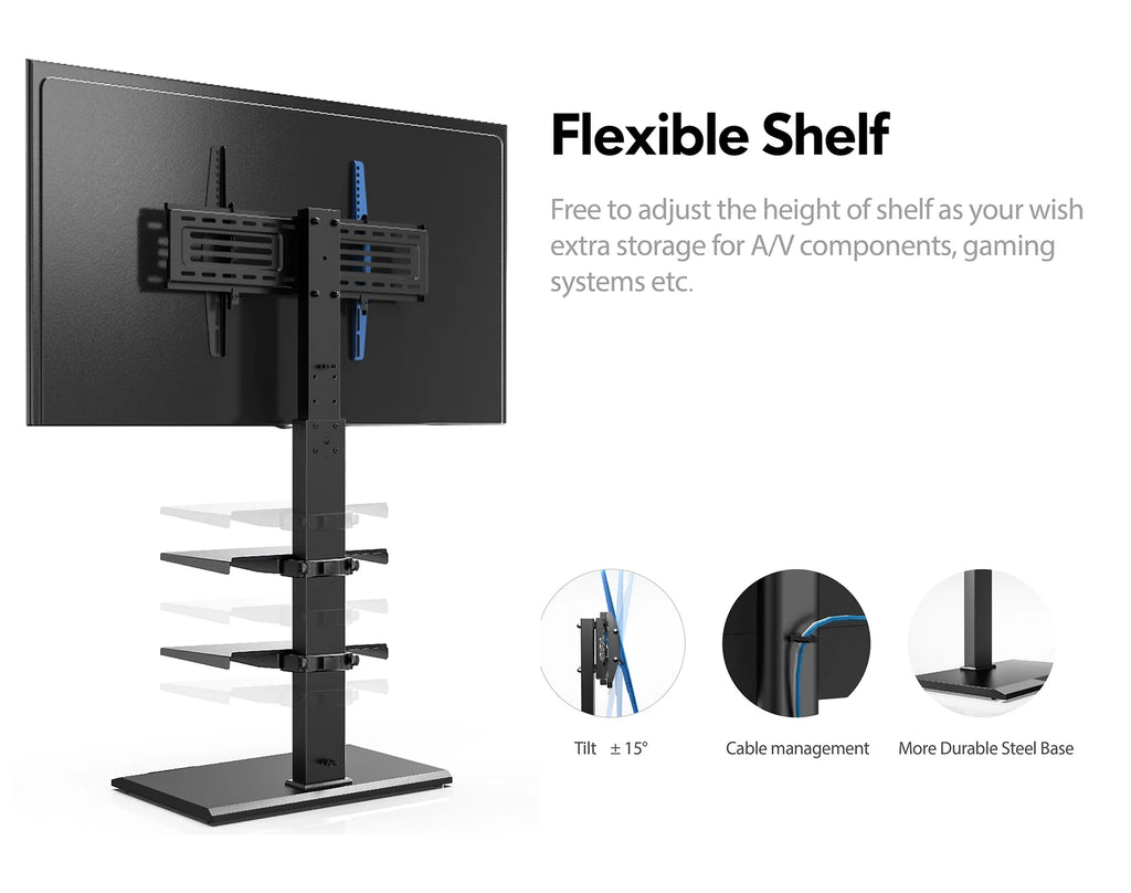 Black Floor TV Stand with Swivel Mount D5681