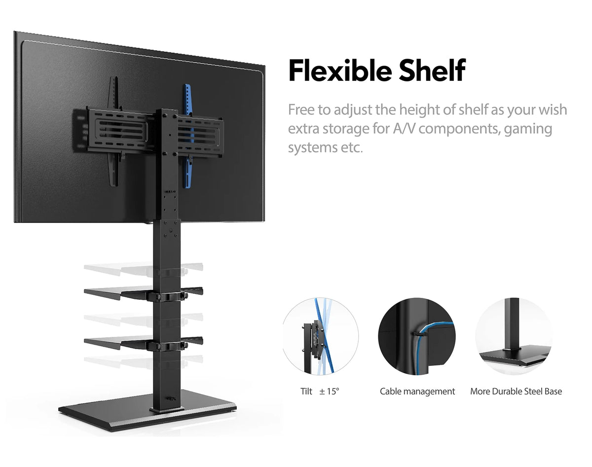 Black Floor TV Stand with Swivel Mount D5681