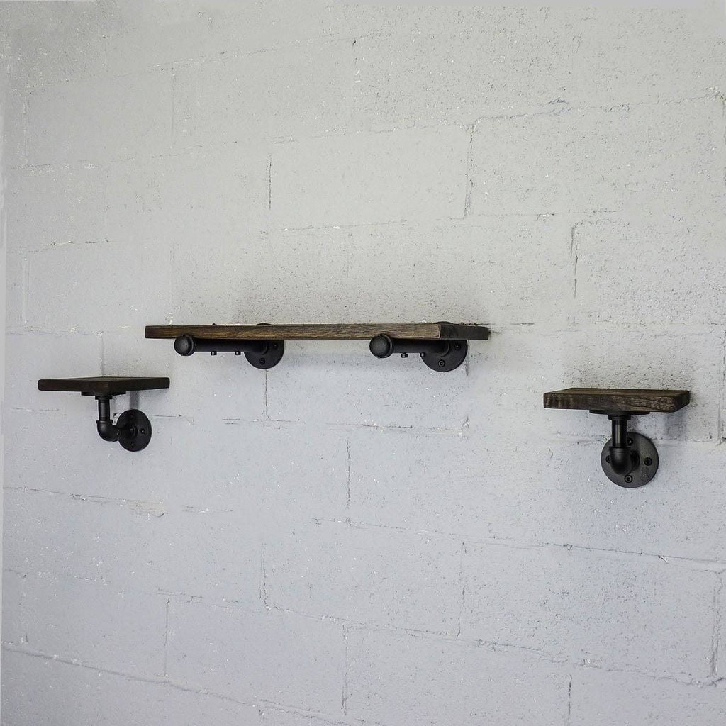 Set of 3 Farmhouse Industrial Wall Shelf U369