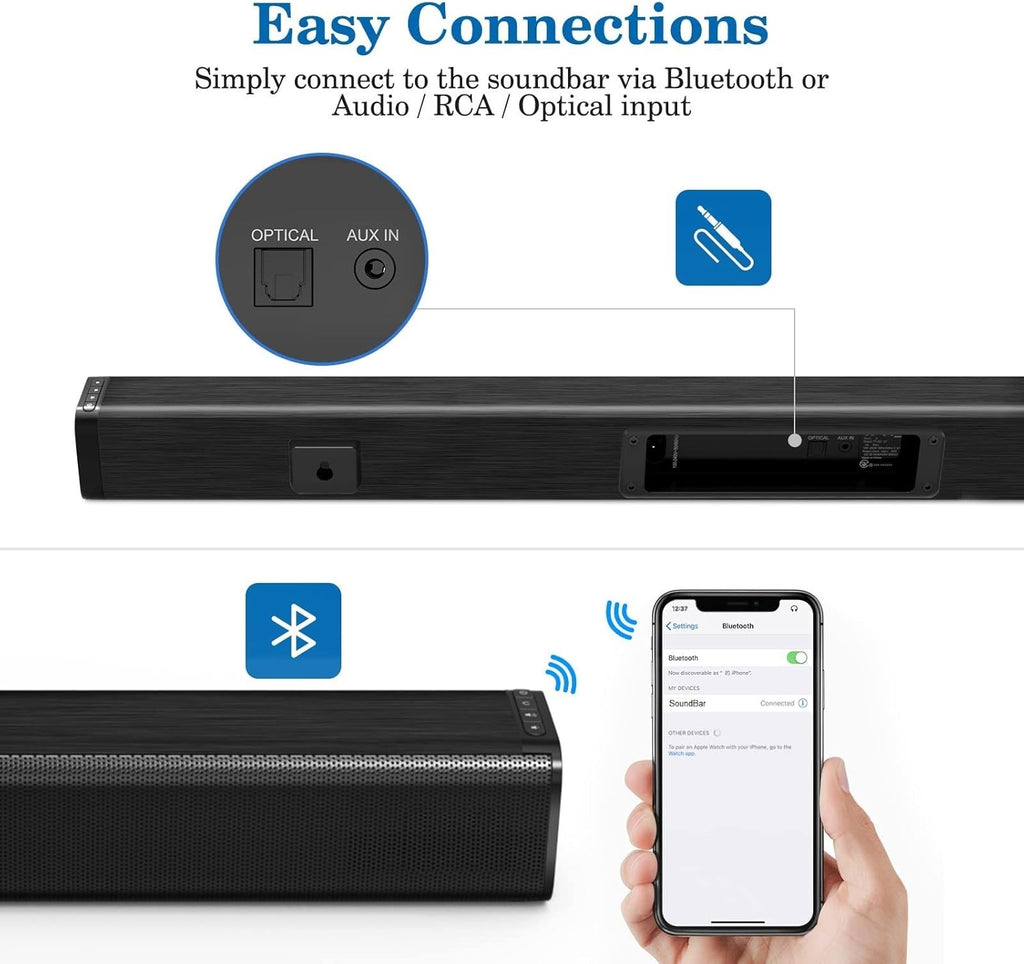 Wired & Wireless Bluetooth Soundbar with Remote Control S278889