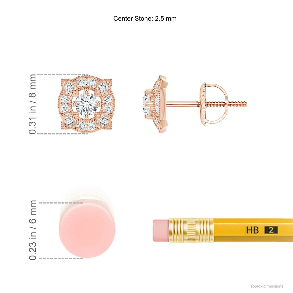 14K Rose Gold Diamond Stud Earrings V14054