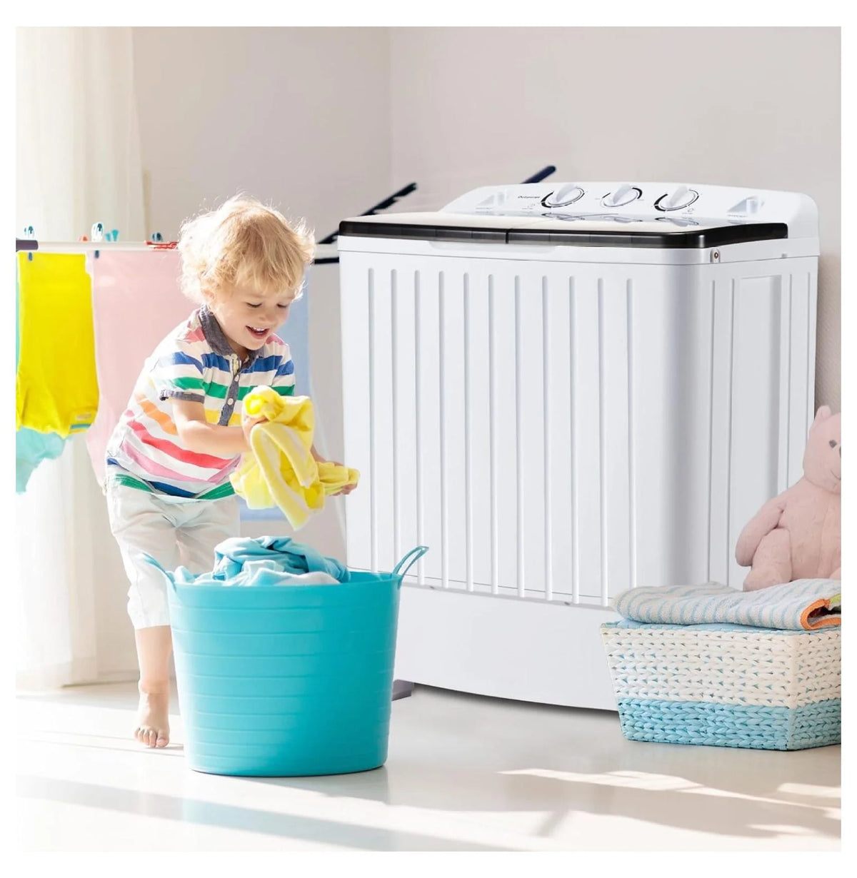 Portable Mini Tub Washer and Dryer Combo 20 lbs Black C212213