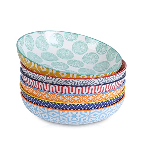 Porcelain 26 Ounce Pasta Bowls Set of 6, Vintage Blue R52266