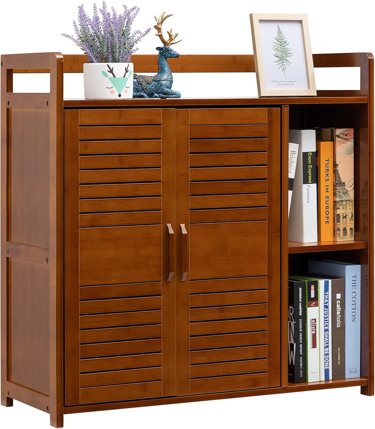 Bamboo 2 Door Storage Cabinet, Antique Brown O99089