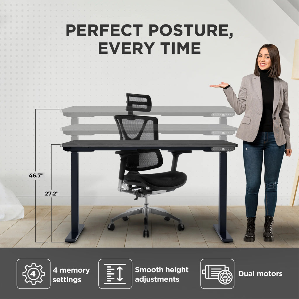 Electric Standing Desk 48x30" Bamboo Desktop L12807