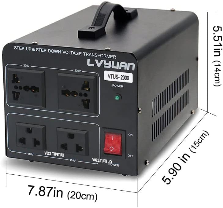 Voltage Transformer Converter 2000 Watt Step Up/Down with 2 US Outlets, 2 Universal Outlets Pack of 2 I7240