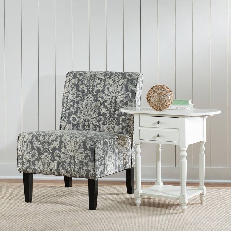 White Accent Table with Dropleaf L618