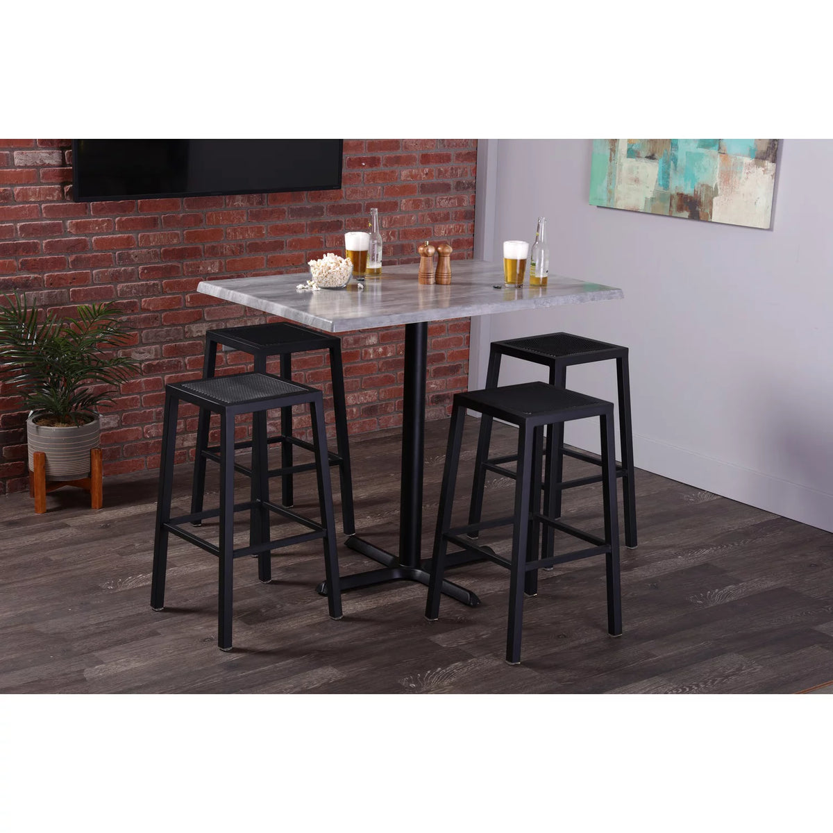 Black Round Base Rectangle Table K9255