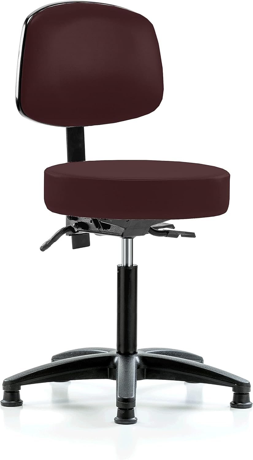 Colonial Blue Vinyl Height Adjustable Doctor's Stool with Back F9765
