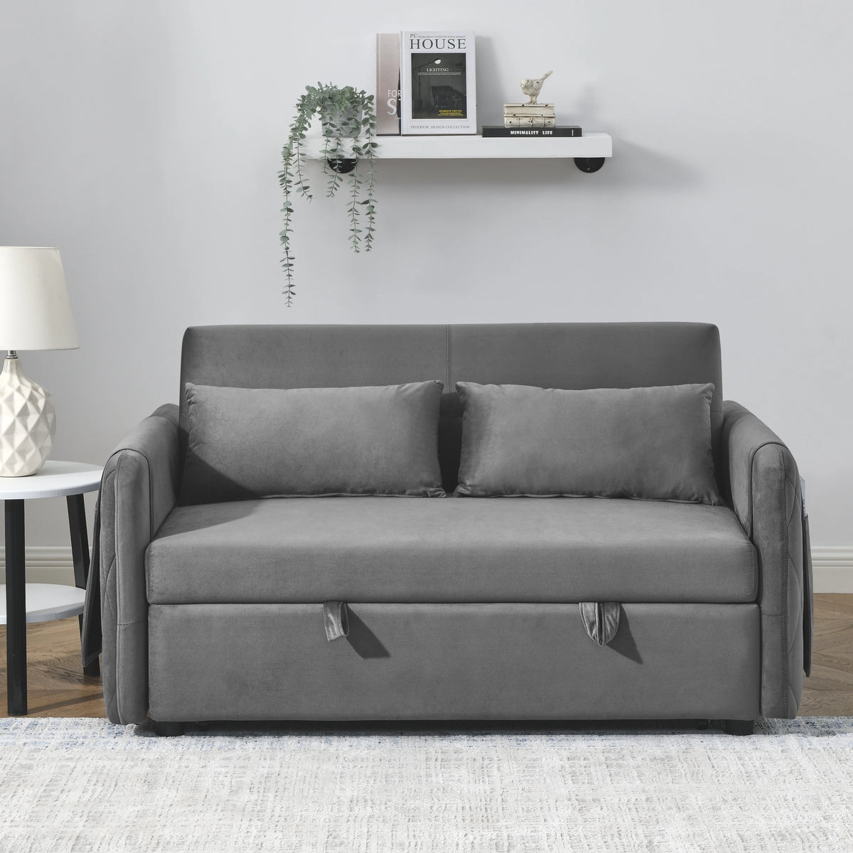 Velvet Convertible Sleeper Sofa Bed V2392
